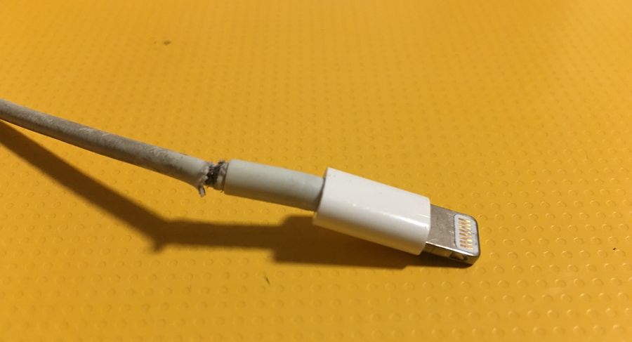 worn out iPhone lightning charging cable