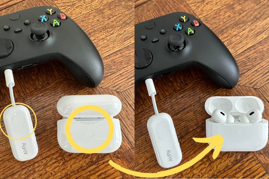 pairing airpods with AirFly Pro bluetooth adapter and Xbox controller